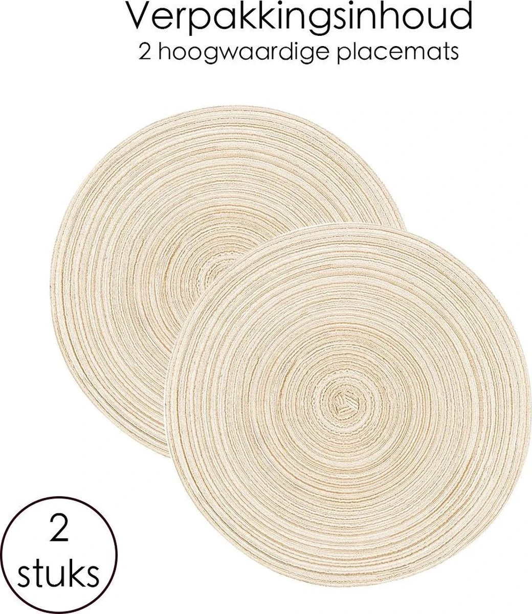 Merkloos Placemat - 2 Stuks - Placemat Rond - Placemats Rond Gevlochten - Tafelonderzetter - Tafel Onderleggers - Onderleggers Placemat - Placemat 30 Cm 4 Merkloos Placemat - 2 Stuks - Placemat Rond - Placemats Rond Gevlochten - Tafelonderzetter - Tafel Onderleggers - Onderleggers Placemat - Placemat 30 Cm - Afbeelding 2