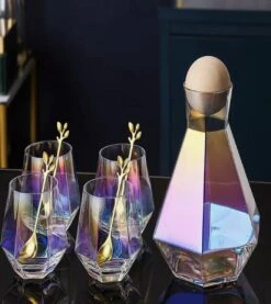 Luxaliving Waterkaraf Met 6 Glazen - Inhoud 1,2 Liter - Vaatwasser Bestendig - Glazenset - Karaf - Drankglazen