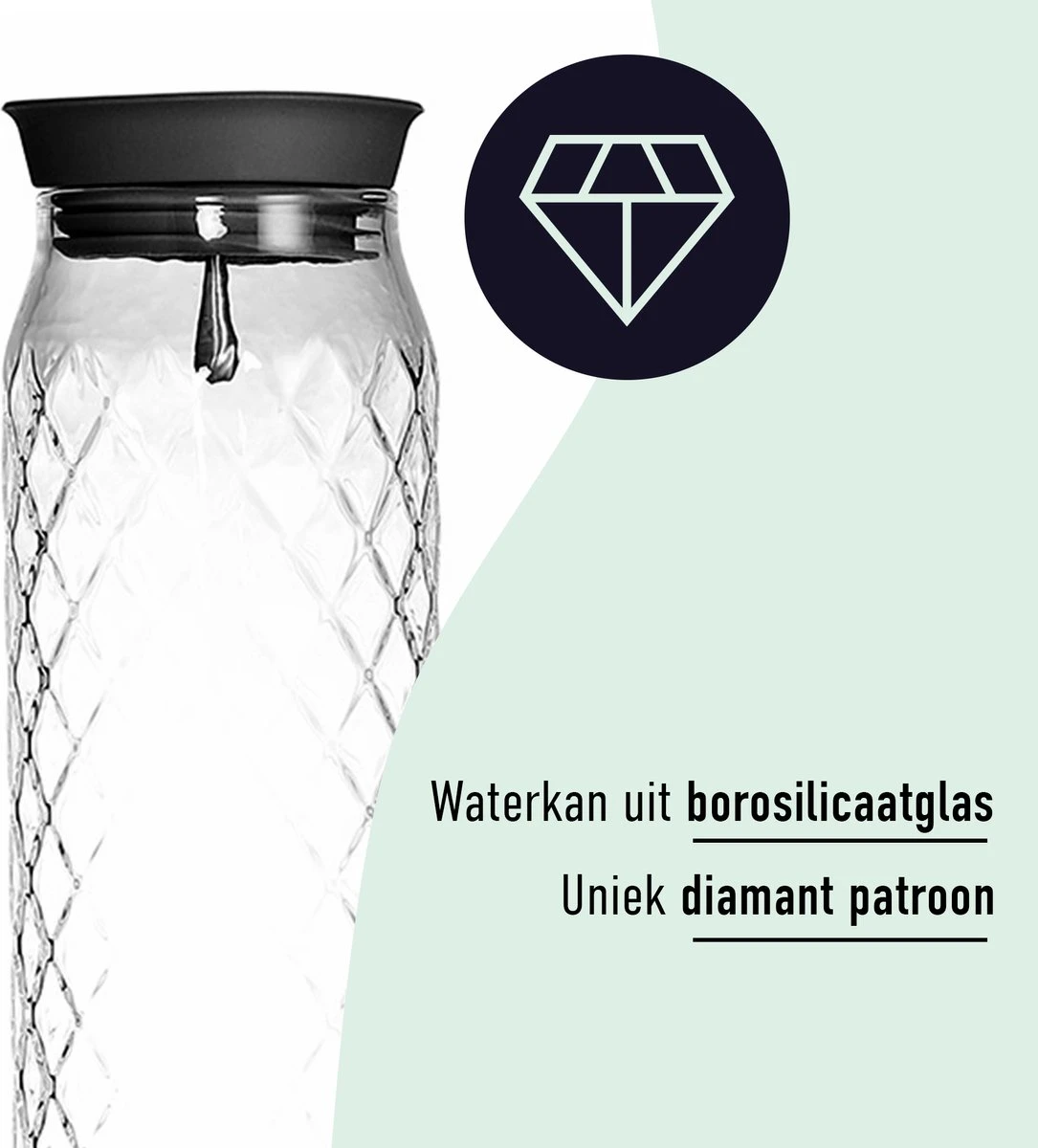 Waterkaraf 1.2L - Schenkkan Uit Glas - Waterkan Met Filter En Deksel 8 Waterkaraf 1.2L - Schenkkan Uit Glas - Waterkan Met Filter En Deksel - Afbeelding 6