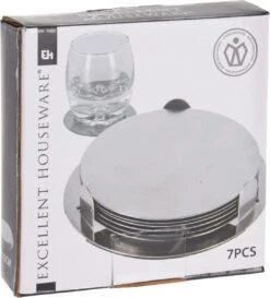 Excellent Houseware 12x Onderzetters Zilver RVS Met Houder 8,5 Cm Voor Glazen 9 Excellent Houseware 12x Onderzetters Zilver RVS Met Houder 8,5 Cm Voor Glazen -Bormioli Rocco winkel 1085x1200