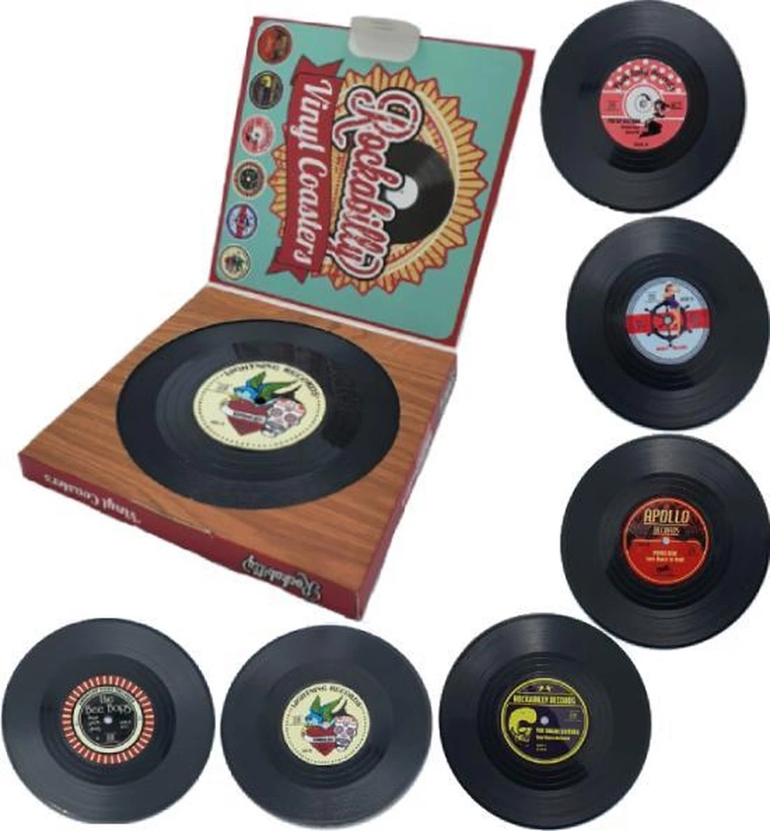 Retro LP + Rockabilly LP - Vinyl Onderzetters - 12 Stuks - Onderzetters Voor Glazen - ODaani 6 Retro LP + Rockabilly LP - Vinyl Onderzetters - 12 Stuks - Onderzetters Voor Glazen - ODaani - Afbeelding 4