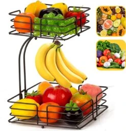 SensaHome - Fruitmand Met Bananenhouder - Vierkant 2-Laags Zwart - Fruitschaal - Etagere - Metaal - Industrial - Modern 26 SensaHome - Fruitmand Met Bananenhouder - Vierkant 2-Laags Zwart - Fruitschaal - Etagere - Metaal - Industrial - Modern -Bormioli Rocco winkel 1153x1200