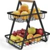 Fruitschaal Etagere 2 Lagen Voor Keuken - Large - 30x18x32 - Fruitmand Zwart Metaal - Keuken Organizer - Industrieel -Bormioli Rocco winkel 1172x1200 5