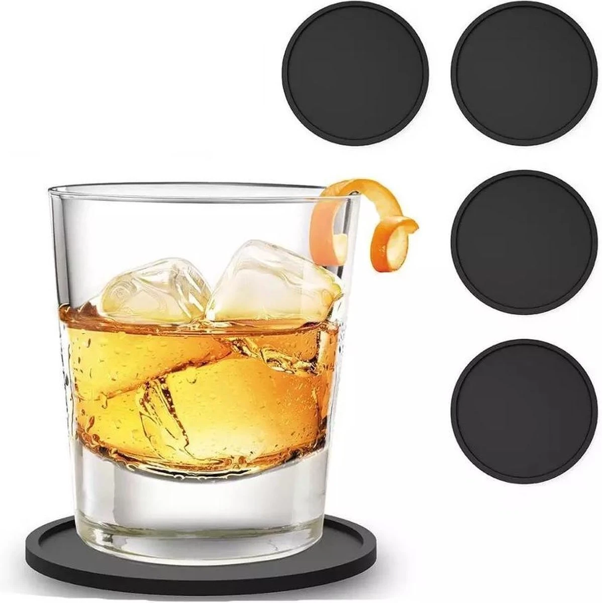 Eldur Onderzetters Met Houder Zwart (4 Stuks) - Onderzetter Glazen - Onderzetters Siliconen - Onderzettersset - Hittebestendig - Zwart - Set Van 4 5 Eldur Onderzetters Met Houder Zwart (4 Stuks) - Onderzetter Glazen - Onderzetters Siliconen - Onderzettersset - Hittebestendig - Zwart - Set Van 4 - Afbeelding 3