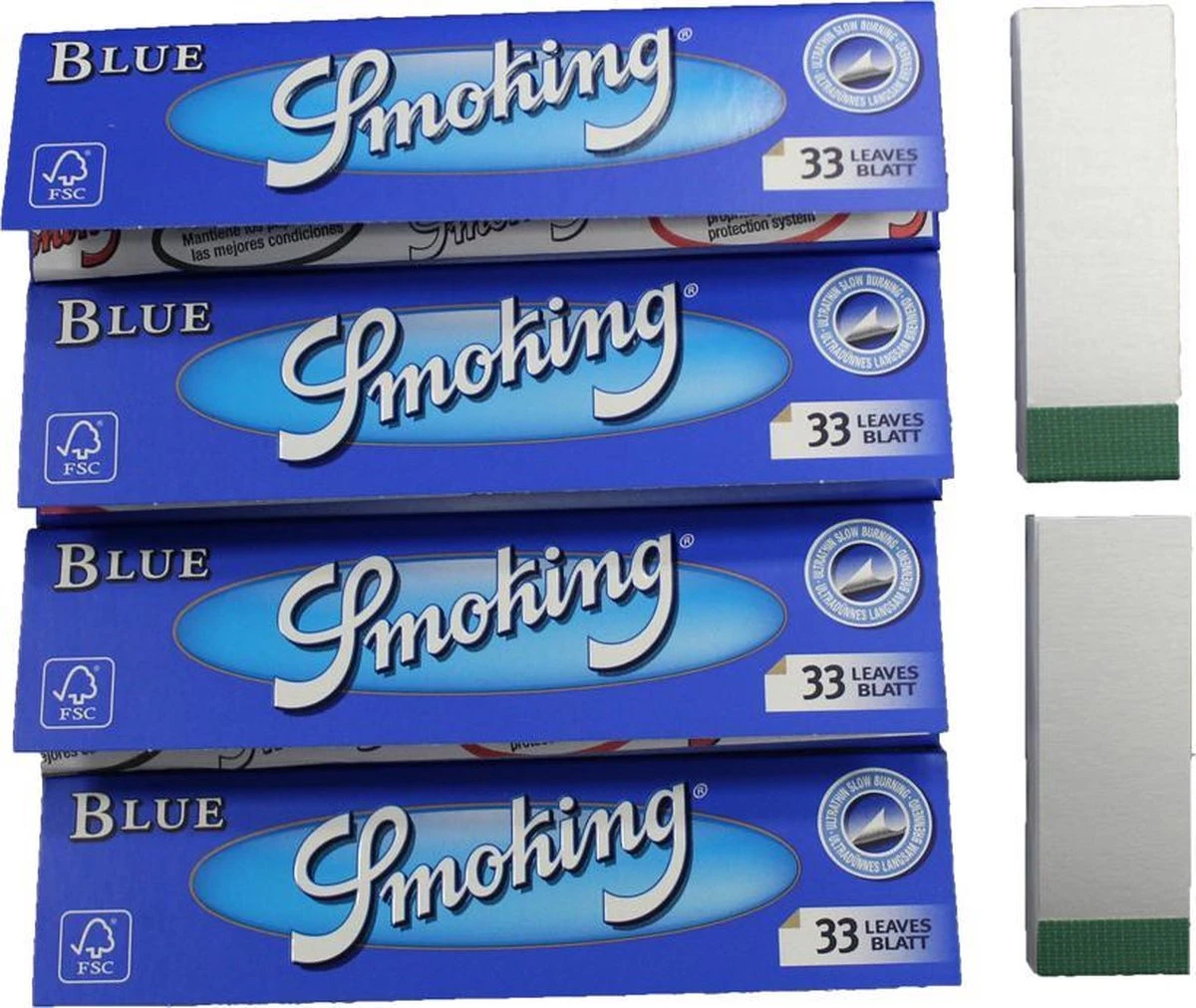 Lange Vloei| 4 X Vloeipapier | Longpaper - Smoking – Blue + 2 X Tip 3 Lange Vloei| 4 X Vloeipapier | Longpaper - Smoking – Blue + 2 X Tip