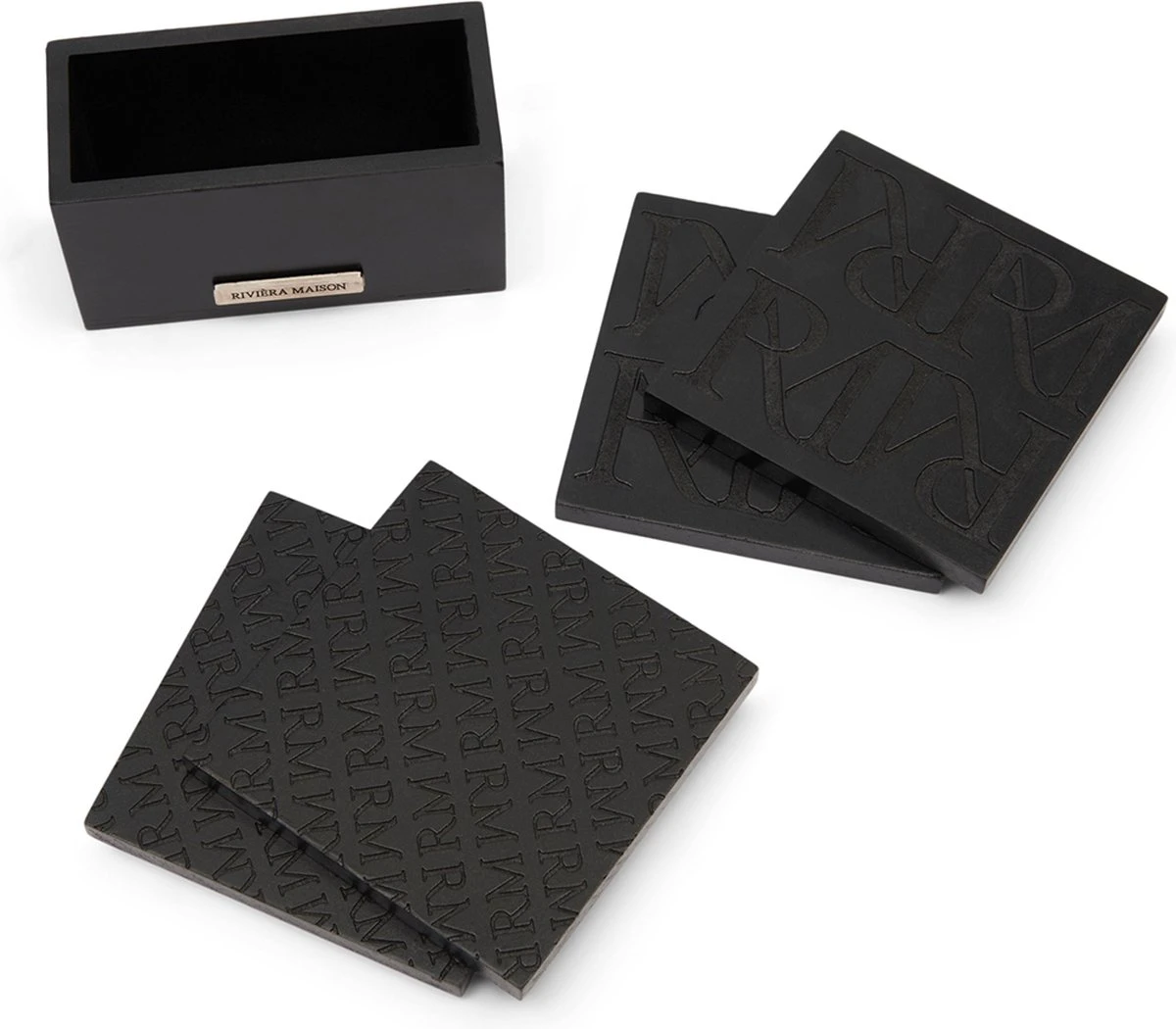 Riviera Maison Onderzetters Voor Glazen - RM Identity Coasters - Zwart 5 Riviera Maison Onderzetters Voor Glazen - RM Identity Coasters - Zwart - Afbeelding 3
