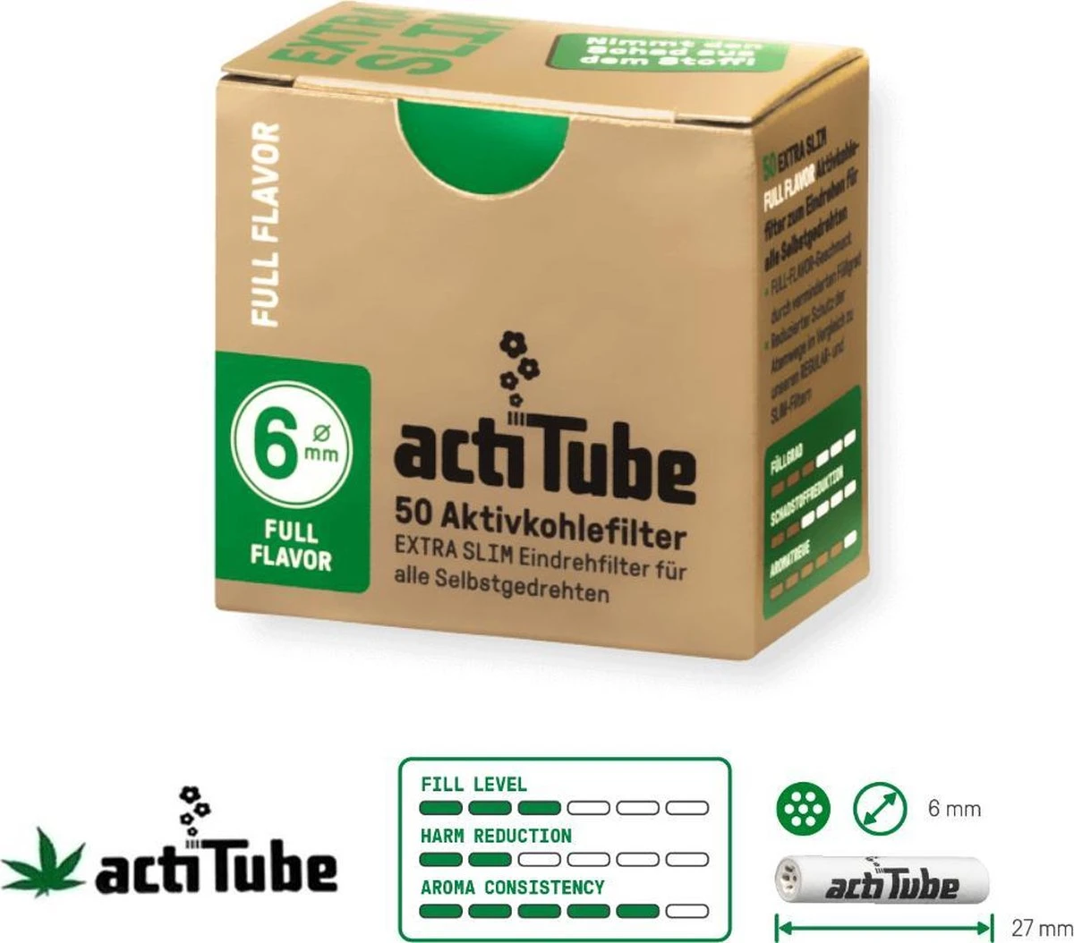 ActiTube Extra Slim - Active Charcoal Filters - Actief Koolfilter - 50 X 6mm 3 ActiTube Extra Slim - Active Charcoal Filters - Actief Koolfilter - 50 X 6mm