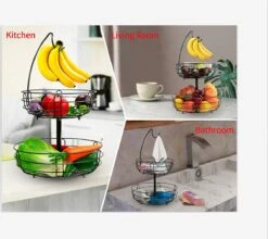 Fruitmand Met Bananenhanger - Fruitschaal - Fruitmand Hangend - Opbergmand - Fruitmand Met Banaanhouder - Fruitschalen - Fruitmanden - 2 Lagen - Valentijn -Bormioli Rocco winkel 1200x1070 1