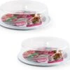 2x Stuks Witte Ronde Taart Bewaardoos 32 X 9,5 Cm - Keukenbenodigdheden - Taart Bewaarbak