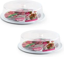 2x Stuks Witte Ronde Taart Bewaardoos 32 X 9,5 Cm - Keukenbenodigdheden - Taart Bewaarbak