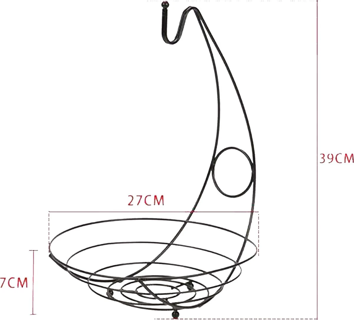 Merkloos Fruitmand Met Banaanhouder – Fruitschaal Zwart – Fruitmand Zwart Metaal – Bananenhouder – Fruitmand Hangend - Decoratieve Schaal – Keuken – 27x27x39 9 Merkloos Fruitmand Met Banaanhouder – Fruitschaal Zwart – Fruitmand Zwart Metaal – Bananenhouder – Fruitmand Hangend - Decoratieve Schaal – Keuken – 27x27x39 - Afbeelding 7