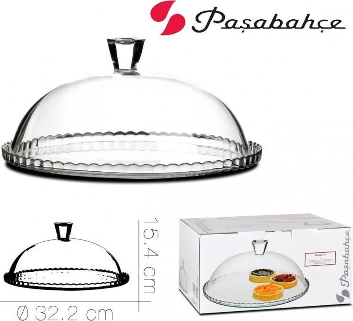 Pasabahce Taartplateau - Met Stolp -glas - 32cm 3 Pasabahce Taartplateau - Met Stolp -glas - 32cm - Afbeelding 2
