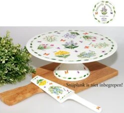 SLC-Taartplateau Op Voet Met Taartschep Butterfly Meadow-taartschaal-cakeschaal,taart Standaard