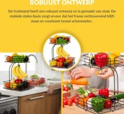 SensaHome - Fruitmand Met Bananenhouder - Vierkant 2-Laags Zwart - Fruitschaal - Etagere - Metaal - Industrial - Modern 24 SensaHome - Fruitmand Met Bananenhouder - Vierkant 2-Laags Zwart - Fruitschaal - Etagere - Metaal - Industrial - Modern -Bormioli Rocco winkel 1200x1101 2