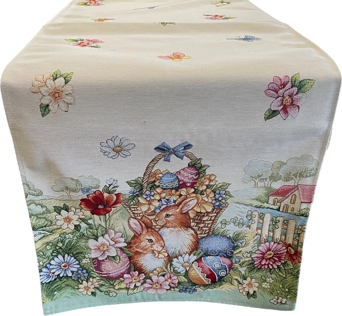 Merkloos Tafelkleed -Tafelloper - Gobelin - Pasen - Groen - Met Konijntjes - 45 X 140 Cm 3 Merkloos Tafelkleed -Tafelloper - Gobelin - Pasen - Groen - Met Konijntjes - 45 X 140 Cm