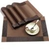 Vitamo™ Duurzame Placemats 4 Stuks - Hittebestendig - Makkelijk Schoon - Fijngeweven PVC - 30 X 45cm - Metallic Bruin -Bormioli Rocco winkel 1200x1110 1