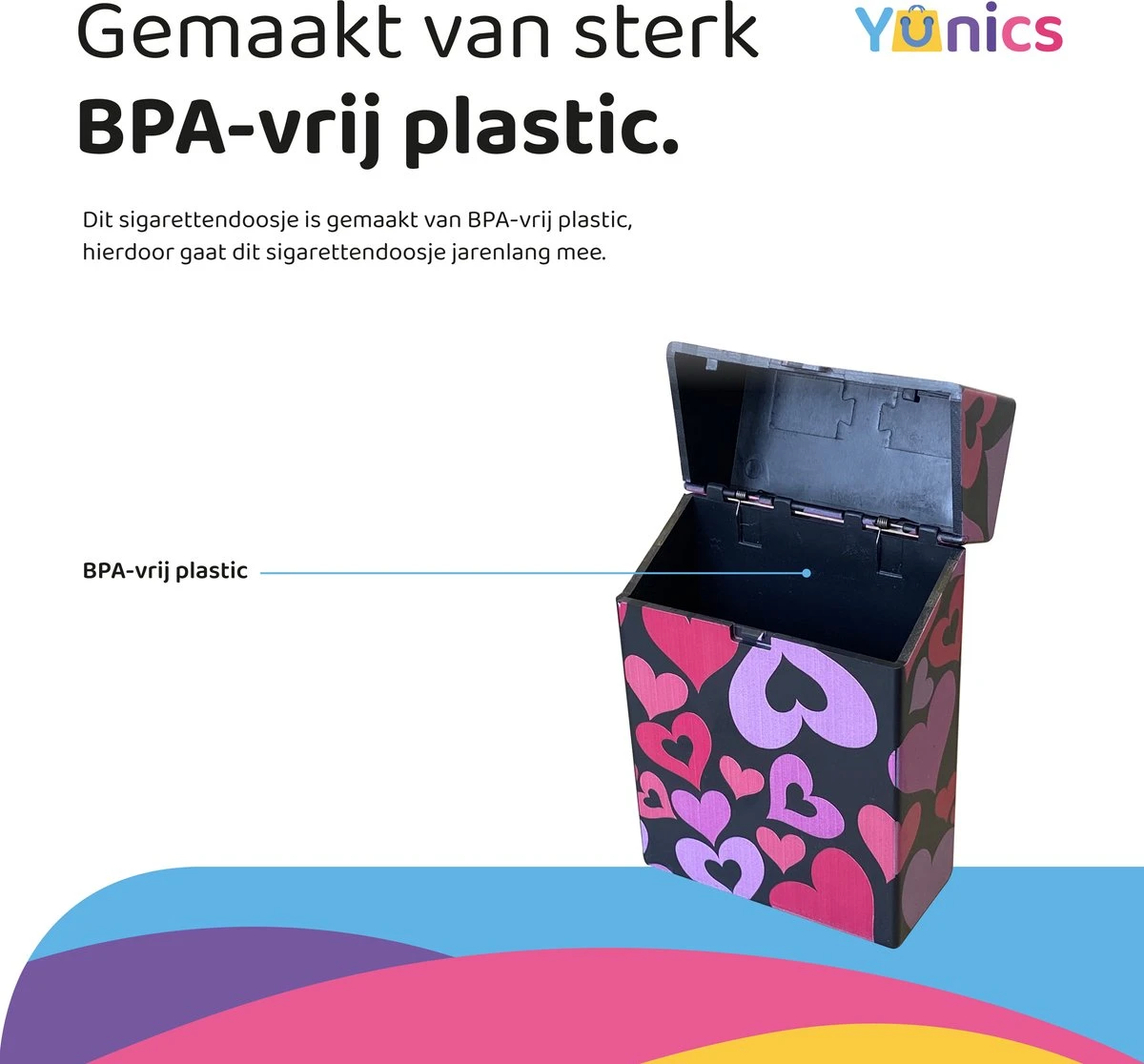 YUNICS ® Sigarettendoosje - Hartjes - Sigaretten Houder - Gemaakt Van Hoogwaardig Kunststof 4 YUNICS ® Sigarettendoosje - Hartjes - Sigaretten Houder - Gemaakt Van Hoogwaardig Kunststof - Afbeelding 2