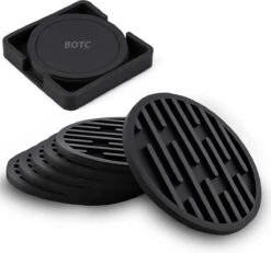 BOTC Onderzetters Met Houder - Siliconen Onderzetters Set Van 4 - Onderleggers Voor Glazen - Glasonderzetters Voor Op Tafel - Coasters