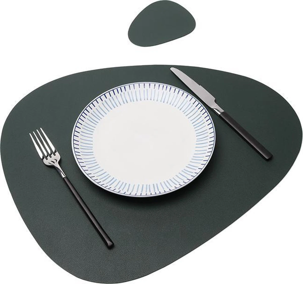 LUTCHOS Placemat Set - 12 Delig - Glorious Green - Lederlook - Waterafstotend - Krasbestendig 15 LUTCHOS Placemat Set - 12 Delig - Glorious Green - Lederlook - Waterafstotend - Krasbestendig - Afbeelding 13