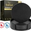 Swissl Leren Onderzetters Voor Glazen - 6 Onderleggers Met Houder - Zwarte Ronde Glasonderzetters Voor Op Tafel - Coasters - Vlak 1 Swissl Leren Onderzetters Voor Glazen - 6 Onderleggers Met Houder - Zwarte Ronde Glasonderzetters Voor Op Tafel - Coasters - Vlak -Bormioli Rocco winkel 1200x1132 2