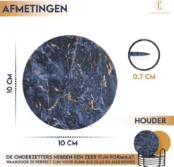 Castagnola Keramische Onderzetters Met Houder – Onderzetters Voor Glazen – Onderzetters Design – Onderzettersset – Drink Onderzetters – Keramisch – Kurk – Set Van 6 – Blauw/Goud 14 Castagnola Keramische Onderzetters Met Houder – Onderzetters Voor Glazen – Onderzetters Design – Onderzettersset – Drink Onderzetters – Keramisch – Kurk – Set Van 6 – Blauw/Goud -Bormioli Rocco winkel 1200x1153 4