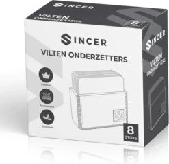 Sincer Vilten Onderzetters Voor Glazen Met Houder – Set Van 8 Vilten Onderzetters – Onderleggers - Premium Kwaliteit – Absorberend – Hittebestendig - Vierkant – Zwart/Grijs – Duurzaam/Milieuvriendelijk -Bormioli Rocco winkel 1200x1163