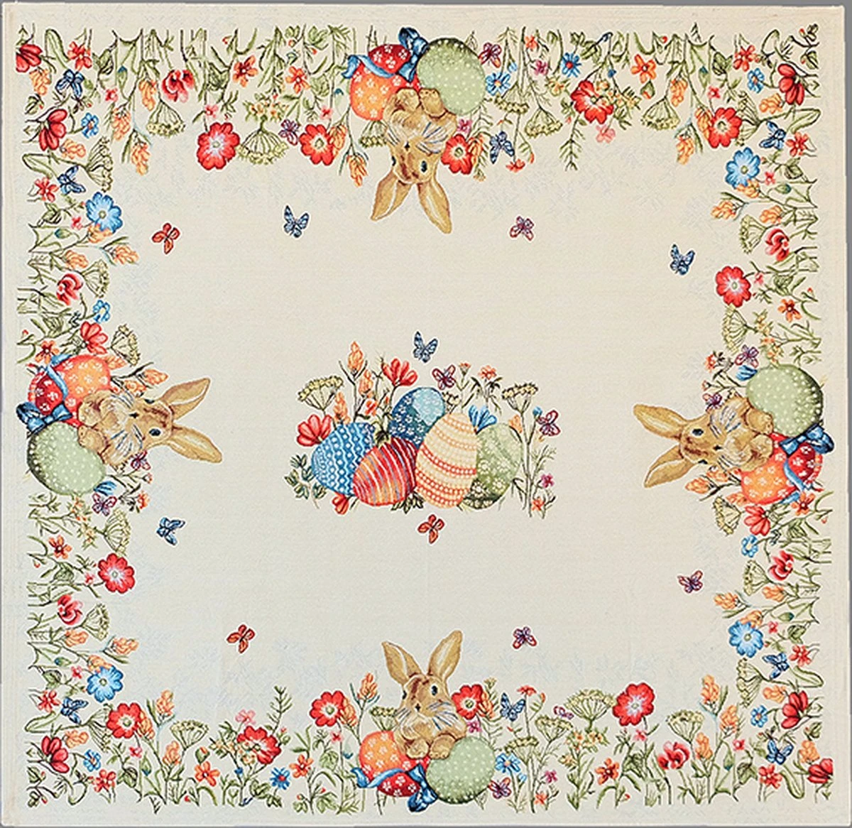 Merkloos Tafelkleed - Gobelin - Pasen - Paashaas En Bloemen - Vierkant 85cm 3 Merkloos Tafelkleed - Gobelin - Pasen - Paashaas En Bloemen - Vierkant 85cm