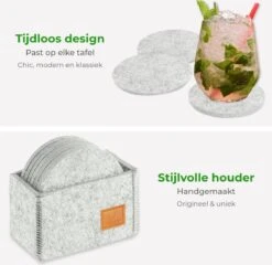 Soothe Onderzetters Voor Glazen - Vilt 10 Stuks – Lichtgrijs – Onderzetters Met Houder – Handgemaakt - Hittebestendig, Absorberend En Duurzaam 19 Soothe Onderzetters Voor Glazen - Vilt 10 Stuks – Lichtgrijs – Onderzetters Met Houder – Handgemaakt - Hittebestendig, Absorberend En Duurzaam -Bormioli Rocco winkel 1200x1167