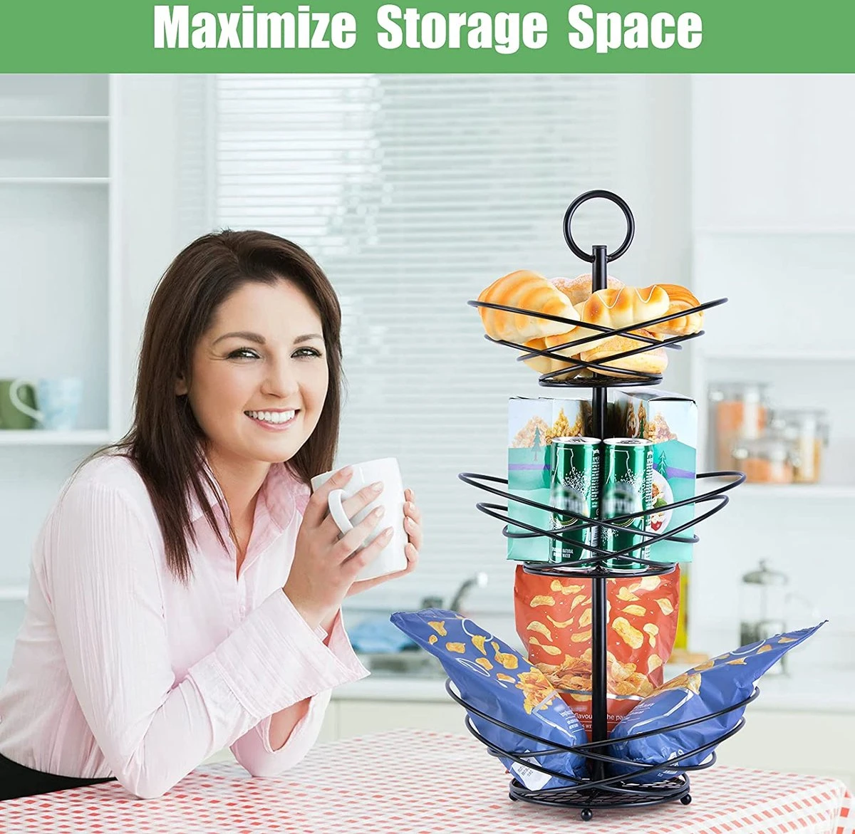 Fuegobird Fruitmand - Fruitmand Metaal - 3 Laags - Afneembaar - Zwart 9 Fuegobird Fruitmand - Fruitmand Metaal - 3 Laags - Afneembaar - Zwart - Afbeelding 7