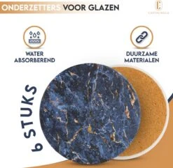 Castagnola Keramische Onderzetters Met Houder – Onderzetters Voor Glazen – Onderzetters Design – Onderzettersset – Drink Onderzetters – Keramisch – Kurk – Set Van 6 – Blauw/Goud 15 Castagnola Keramische Onderzetters Met Houder – Onderzetters Voor Glazen – Onderzetters Design – Onderzettersset – Drink Onderzetters – Keramisch – Kurk – Set Van 6 – Blauw/Goud -Bormioli Rocco winkel 1200x1172