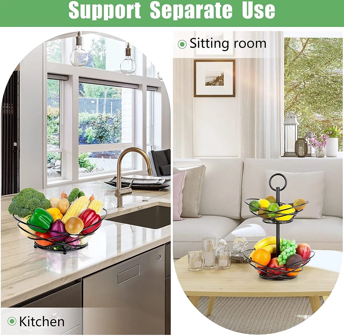 Fuegobird Fruitmand - Fruitmand Metaal - 3 Laags - Afneembaar - Zwart 8 Fuegobird Fruitmand - Fruitmand Metaal - 3 Laags - Afneembaar - Zwart - Afbeelding 6