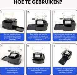 Rock&Rose Elektrische Sigarettenmaker - Inclusief Borsteltje - Sigarettenmakers - Sigarettenmachine - Electrische - Hulzenstopper - Zwart -Bormioli Rocco winkel 1200x1177