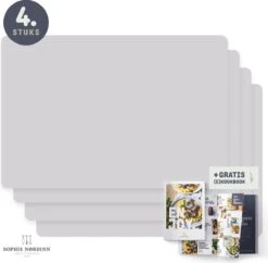 Placemats Van Sophie Nordinn® - Placemat Vaxjo (Lichtgrijs) - Placemats Kunststof - Set 4 Stuks - 30x40 Cm