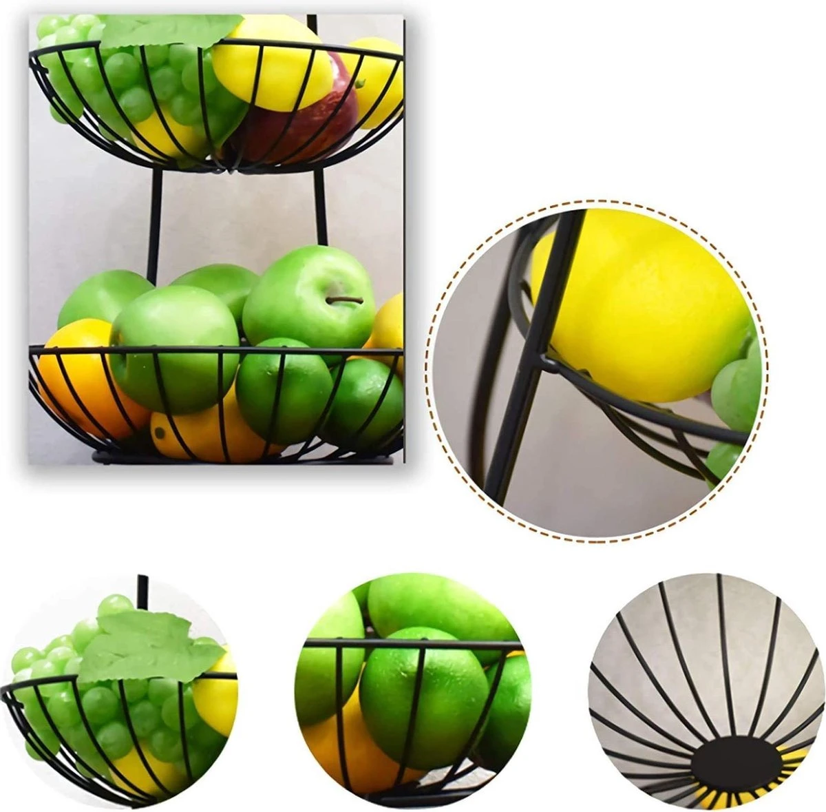 Fruitschaal - Etagere 3 Laags – Fruitmand Metaal - Schaal Decoratie - Voor Fruit / Groente / Snacks / Brood – RVS - 48 X 33 X 33 Cm 4 Fruitschaal - Etagere 3 Laags – Fruitmand Metaal - Schaal Decoratie - Voor Fruit / Groente / Snacks / Brood – RVS - 48 X 33 X 33 Cm - Afbeelding 2