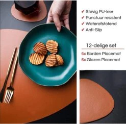 LUTCHOS Placemat Set - 12 Delig - Glorious Green - Lederlook - Waterafstotend - Krasbestendig 21 LUTCHOS Placemat Set - 12 Delig - Glorious Green - Lederlook - Waterafstotend - Krasbestendig -Bormioli Rocco winkel 1200x1180 3