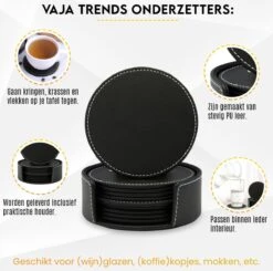 Vaja Trends Luxe Leren Onderzetters Voor Glazen - Met Houder - Set Van 10 - Zwart - Waterafstotend En Hittebestendig 17 Vaja Trends Luxe Leren Onderzetters Voor Glazen - Met Houder - Set Van 10 - Zwart - Waterafstotend En Hittebestendig -Bormioli Rocco winkel 1200x1191 4
