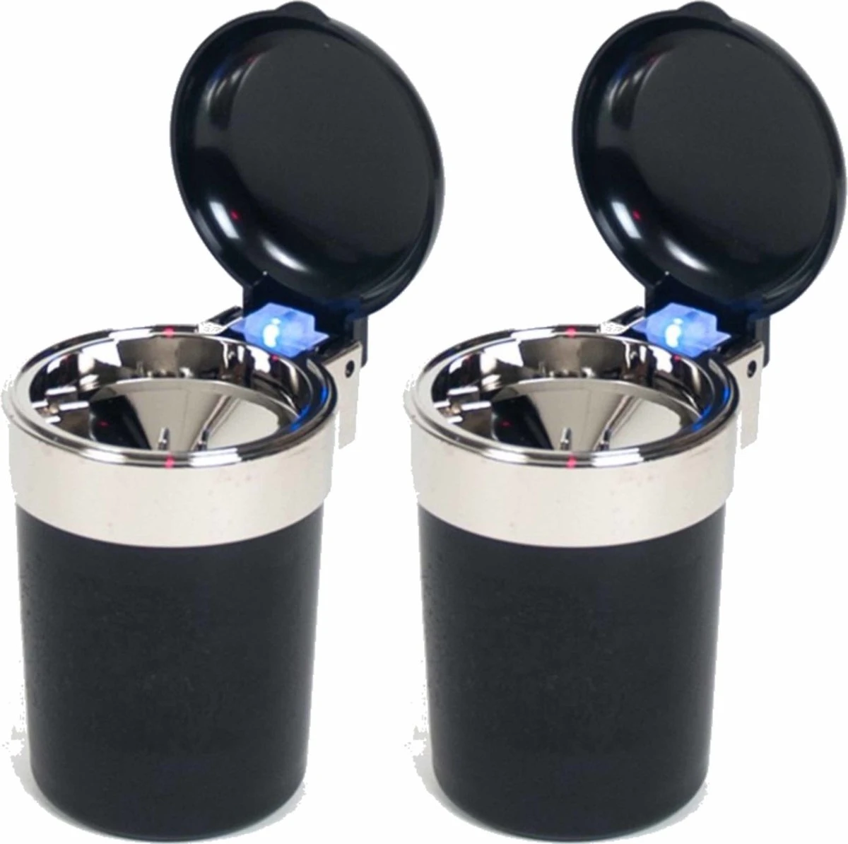 Merkloos 2x Auto Asbakje Met Led Lichtje En Deksel Zwart 11 X 9 Cm - Geurvrije Anti Rook Auto Asbak 3 Merkloos 2x Auto Asbakje Met Led Lichtje En Deksel Zwart 11 X 9 Cm - Geurvrije Anti Rook Auto Asbak