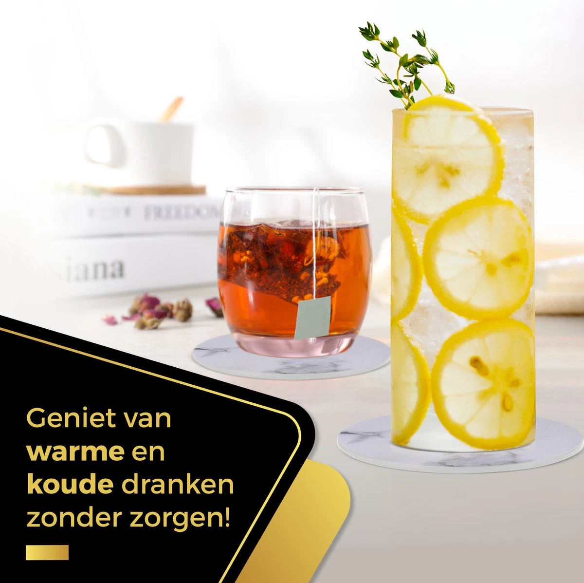 Onderzetters Voor Glazen Met Houder Swissl - Wit - Kunstleer - Marmeren Uitstraling 6 Stuks - Onderleggers 9 Onderzetters Voor Glazen Met Houder Swissl - Wit - Kunstleer - Marmeren Uitstraling 6 Stuks - Onderleggers - Afbeelding 7