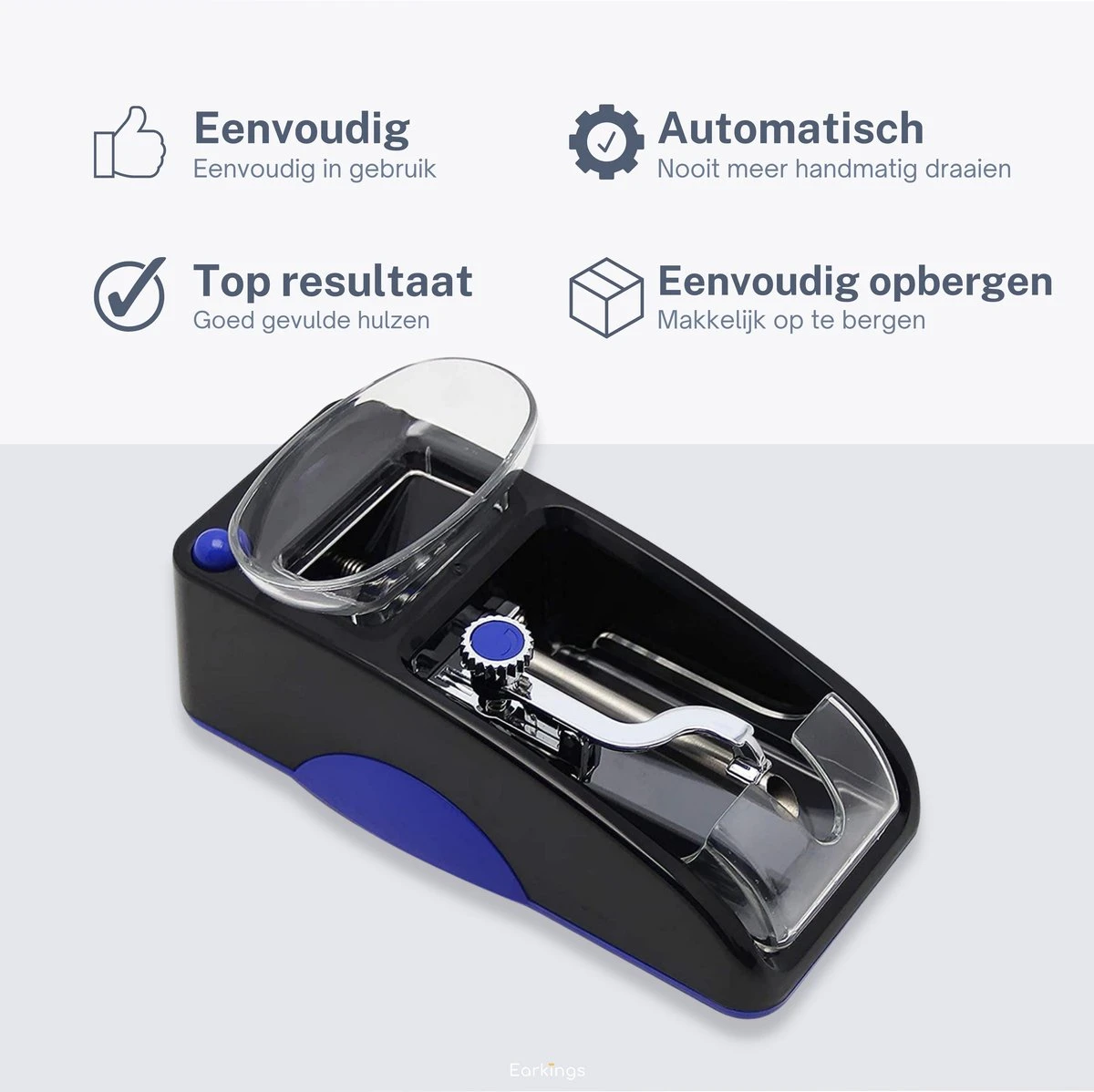 Sigaretten Maker Electrisch - Elektrische Sigarettenmaker Blauw Voor Perfecte Sigaretten - Sigaretten Maker EarKings 5 Sigaretten Maker Electrisch - Elektrische Sigarettenmaker Blauw Voor Perfecte Sigaretten - Sigaretten Maker EarKings - Afbeelding 3