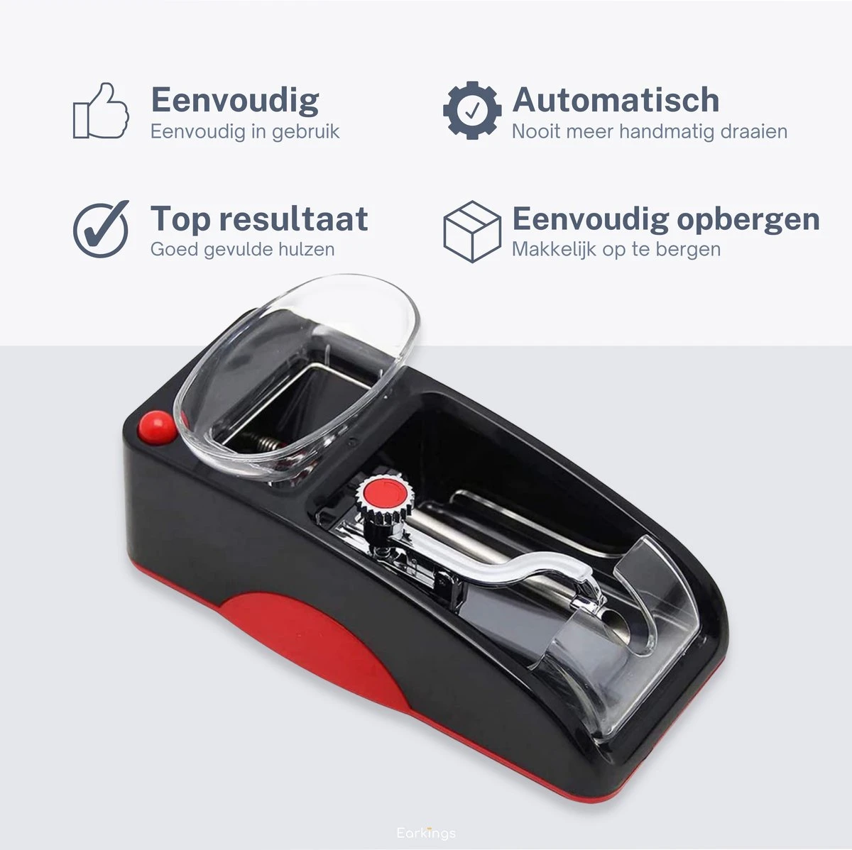 Sigaretten Maker Electrisch - Elektrische Sigarettenmaker Rood Voor Perfecte Sigaretten - Sigaretten Maker EarKings 5 Sigaretten Maker Electrisch - Elektrische Sigarettenmaker Rood Voor Perfecte Sigaretten - Sigaretten Maker EarKings - Afbeelding 3