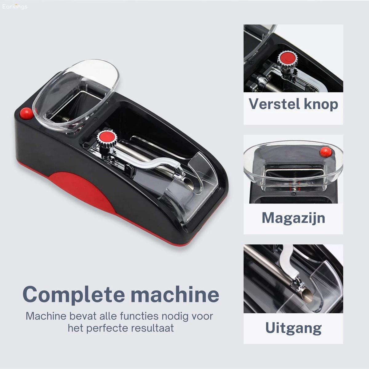 Sigaretten Maker Electrisch - Elektrische Sigarettenmaker Rood Voor Perfecte Sigaretten - Sigaretten Maker EarKings 4 Sigaretten Maker Electrisch - Elektrische Sigarettenmaker Rood Voor Perfecte Sigaretten - Sigaretten Maker EarKings - Afbeelding 2