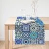De Groen Home Bedrukt Velvet Textiel Tafelloper - Blauwe Mandala - Fluweel - Runner 45x135