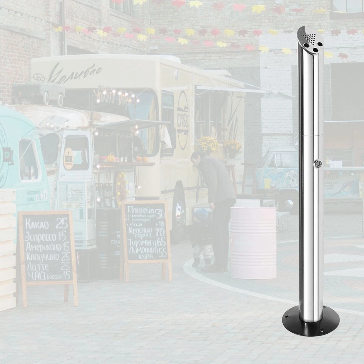 BRASQ RVS Asbak Staand Met 2 Liter Inhoud- Rookpaal - Peukenzuil - AT300 8 BRASQ RVS Asbak Staand Met 2 Liter Inhoud- Rookpaal - Peukenzuil - AT300 - Afbeelding 6