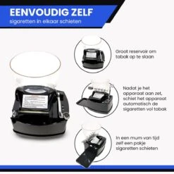 Rock&Rose Elektrische Sigarettenmaker - Inclusief Borsteltje - Sigarettenmakers - Sigarettenmachine - Electrische - Hulzenstopper - Zwart -Bormioli Rocco winkel 1200x1200 279