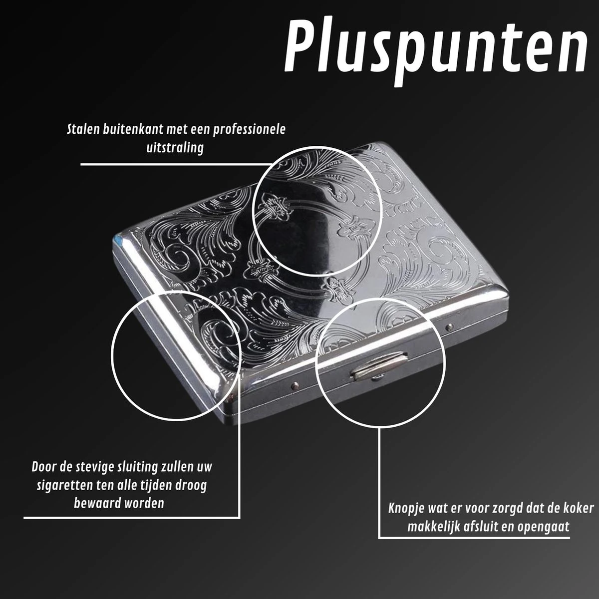 Luxe Sigaretten Doosje – RVS – Tot 20 Stuks – Sigarettenhouder – Sigaretten Box – Sigaretten Opberg Doosje – 8CM X 9,5CM X 2CM 4 Luxe Sigaretten Doosje – RVS – Tot 20 Stuks – Sigarettenhouder – Sigaretten Box – Sigaretten Opberg Doosje – 8CM X 9,5CM X 2CM - Afbeelding 2