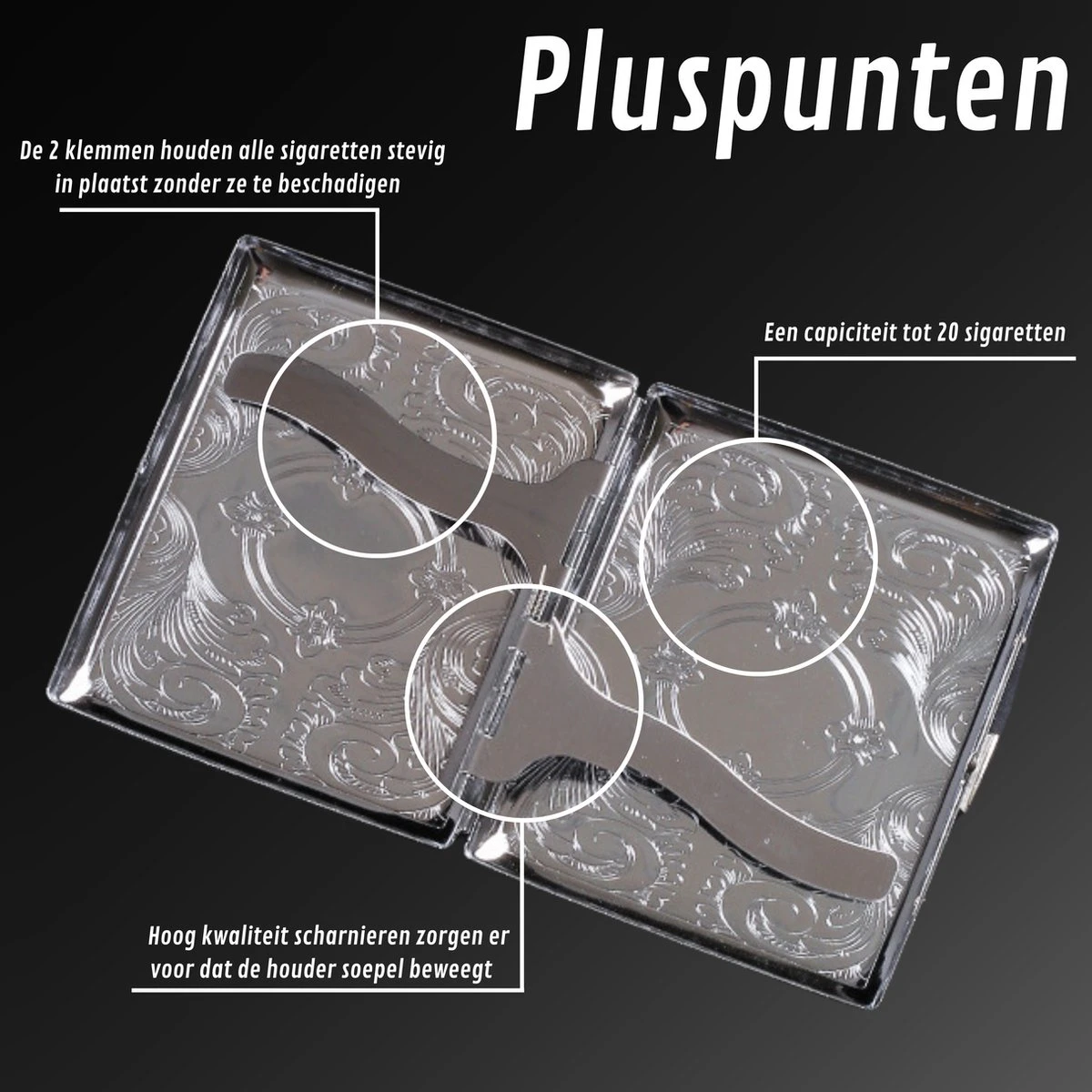 Luxe Sigaretten Doosje – RVS – Tot 20 Stuks – Sigarettenhouder – Sigaretten Box – Sigaretten Opberg Doosje – 8CM X 9,5CM X 2CM 5 Luxe Sigaretten Doosje – RVS – Tot 20 Stuks – Sigarettenhouder – Sigaretten Box – Sigaretten Opberg Doosje – 8CM X 9,5CM X 2CM - Afbeelding 3