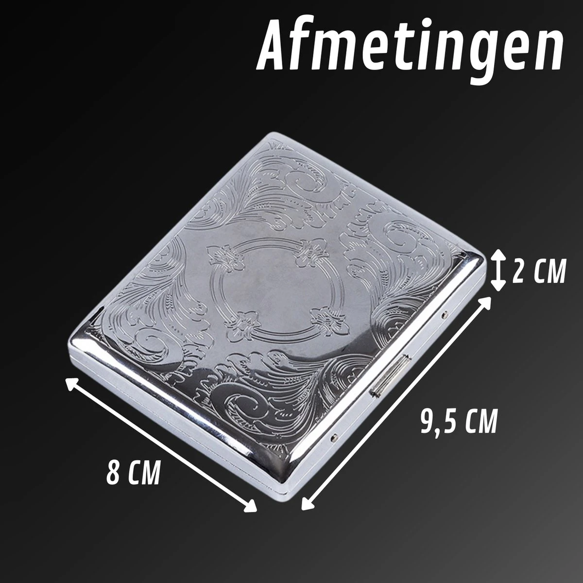Luxe Sigaretten Doosje – RVS – Tot 20 Stuks – Sigarettenhouder – Sigaretten Box – Sigaretten Opberg Doosje – 8CM X 9,5CM X 2CM 6 Luxe Sigaretten Doosje – RVS – Tot 20 Stuks – Sigarettenhouder – Sigaretten Box – Sigaretten Opberg Doosje – 8CM X 9,5CM X 2CM - Afbeelding 4