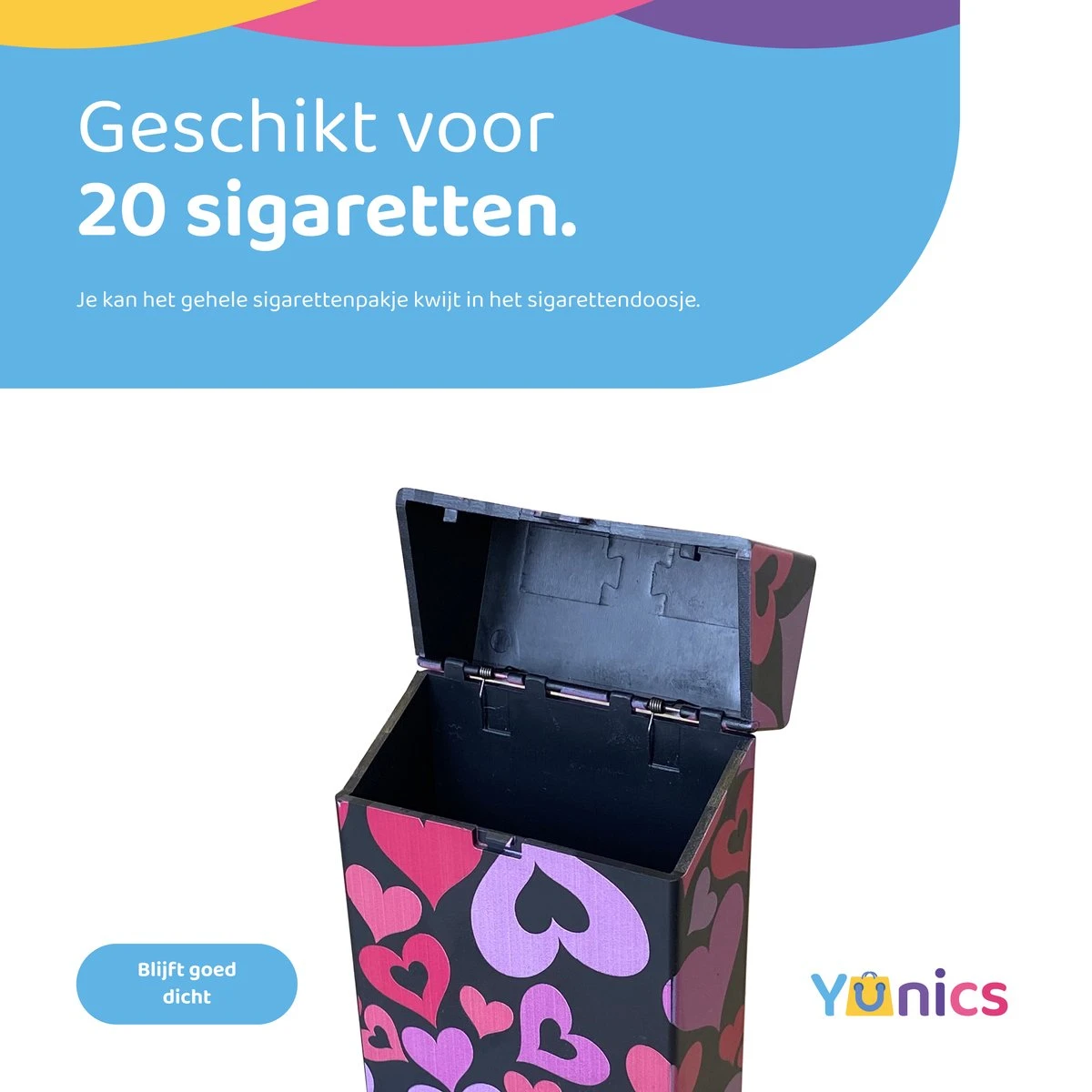 YUNICS ® Sigarettendoosje - Hartjes - Sigaretten Houder - Gemaakt Van Hoogwaardig Kunststof 5 YUNICS ® Sigarettendoosje - Hartjes - Sigaretten Houder - Gemaakt Van Hoogwaardig Kunststof - Afbeelding 3