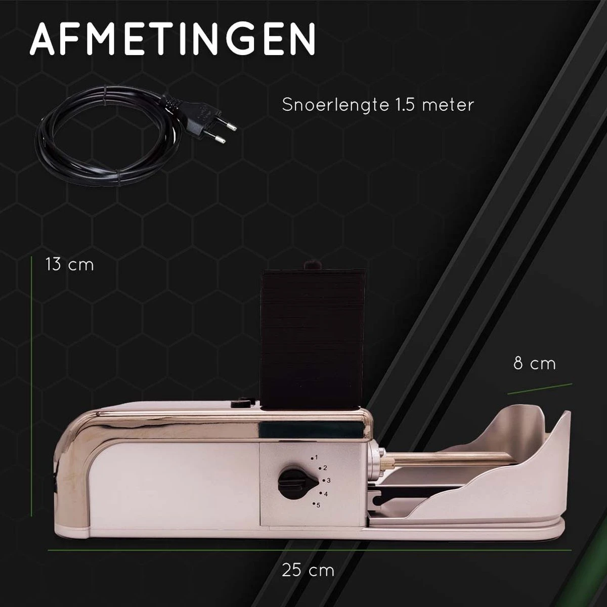 Elektrische Sigarettenmaker – Sigaretten Maker Electrisch – RVS – Sigaretten – Krachtige Motor - Electrische Sigarettenmachine – 25x13x8 Cm 6 Elektrische Sigarettenmaker – Sigaretten Maker Electrisch – RVS – Sigaretten – Krachtige Motor - Electrische Sigarettenmachine – 25x13x8 Cm - Afbeelding 4