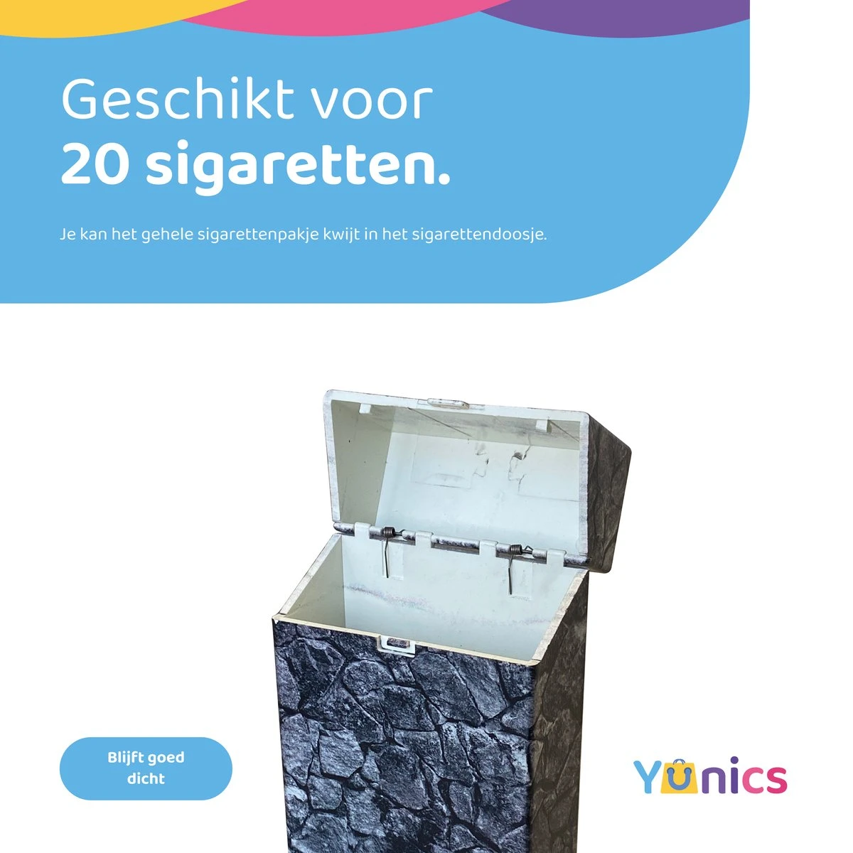 YUNICS ® Sigarettendoosje - Stenen - Sigaretten Houder - Gemaakt Van Hoogwaardig Kunststof 4 YUNICS ® Sigarettendoosje - Stenen - Sigaretten Houder - Gemaakt Van Hoogwaardig Kunststof - Afbeelding 2